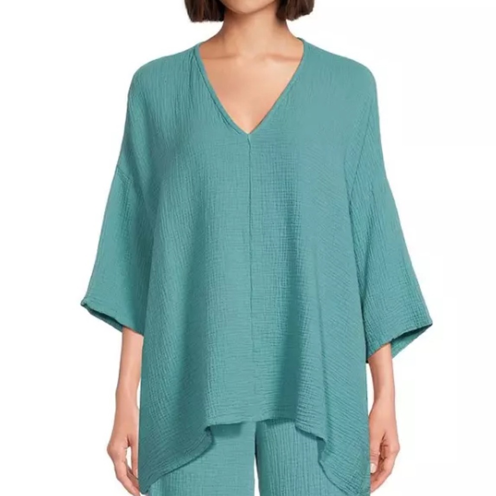 NWT $123 Bryn Walker Bax Shirt Tunic Cotton Gauze Green Relaxed Oversized‎